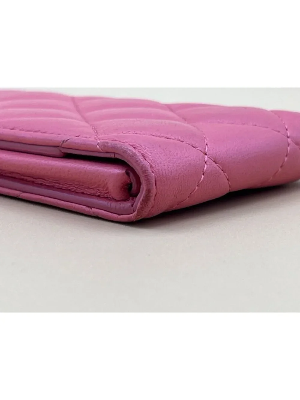 Chanel Pink Quilted Lambskin Cell Phone Case Holder Silver CC Logo Made in Italy